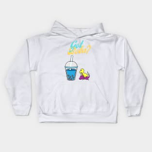 Dino boba Fighting for Bubble Milk Tea Kids Hoodie